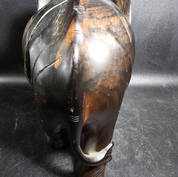 Vintage Large Heavy Macassar Ebony Hand Carved‎ Elephant - Picture 9 of 10